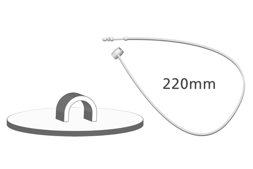 Klebehaken weiß + Sicherheitsfaden, 220 mm
