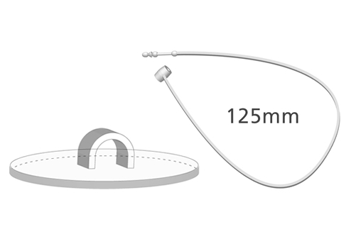 Klebehaken klar + Sicherheitsfaden, 125 mm