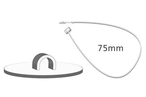 Klebehaken weiß + Sicherheitsfaden, 75 mm