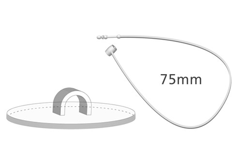 Klebehaken klar + Sicherheitsfaden, 75 mm