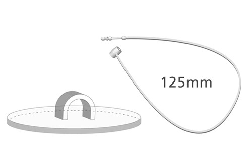 Klebehaken klar + Sicherheitsfaden, 125 mm